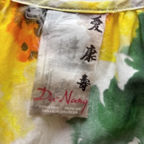 Da-Nang Silk Floral Button Front Sleeveless Blouse Medium - Picture 4 of 6